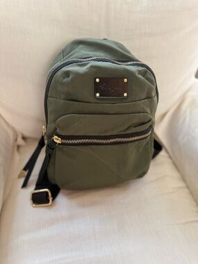 Foley + Corinna Fusion Nylon Mini Backpack in green with gold hardware